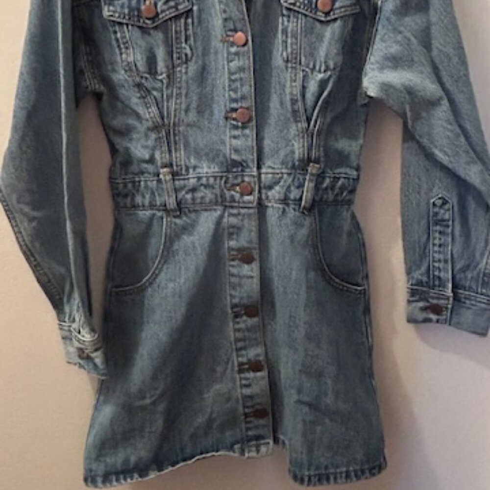One Teaspoon Malibu Ocean Blue Button Cotton Denim Fitted Mini Dress NWT - Picture 8 of 16